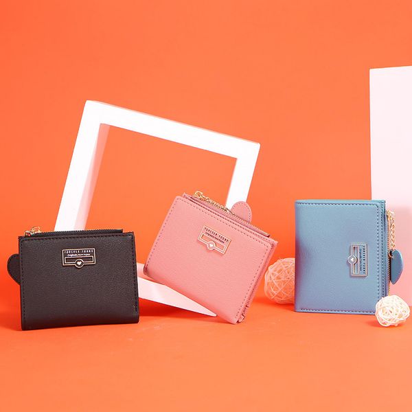 

2019 women fashion casual short wallets mini money purses small fold female coin purse card holder monederos para mujer 50, Red;black