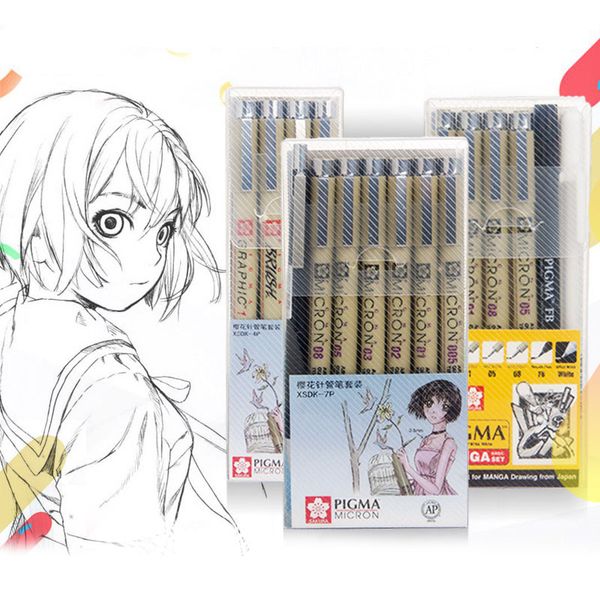 

markers set pigma micron pen soft brush drawing painting waterproof pen 005 01 02 03 04 05 08 1.0 2.0 3.0 brush art markers
