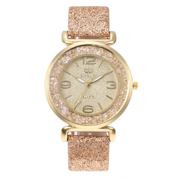 

2019 european and american fashion ladies exquisite crystal starry belt watch rhinestone quicksand multi-color new watch, Slivery;brown