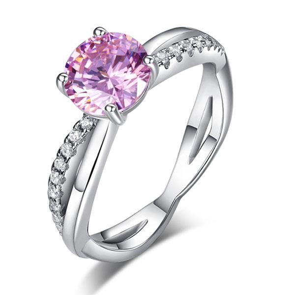 

exquisite 925 sterling silver wedding rings women promise anniversary ring 1.25 ct fancy pink created diamond xfr824, Slivery;golden