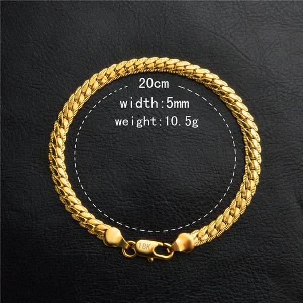 

electroplated 18k yellow gold design bracelet classic fashion all sideways popular chain 5mm golden ratio lobster clasp is sturdy and durabl, Black