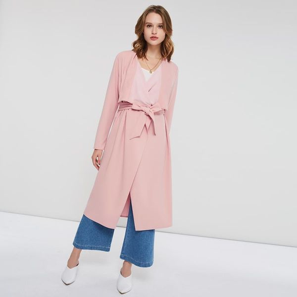 

женщины длинного overcoats зима элегантного sweet pink сыпучего отворот plain пояс женская мода осень верхняя одежда опрятный офис леди паль, Tan;black