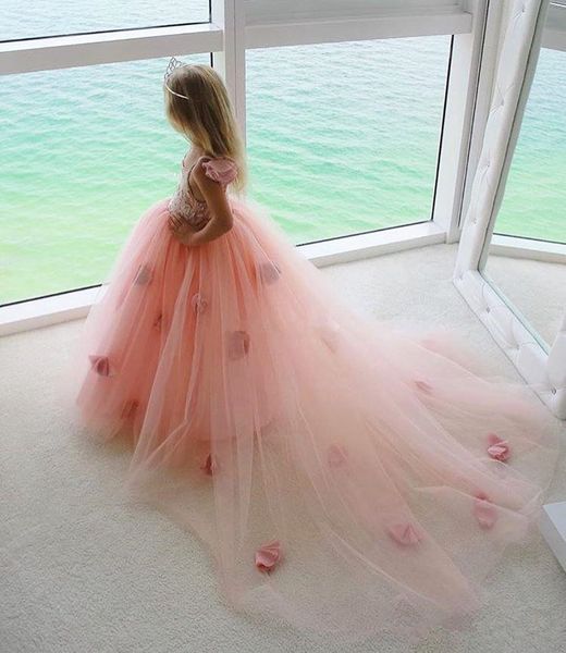 

bohemia beach wedding flower girl dresses blush tutu spaghetti ruffles 2020 girls pageant dress gowns for baby child birthday party, White;blue