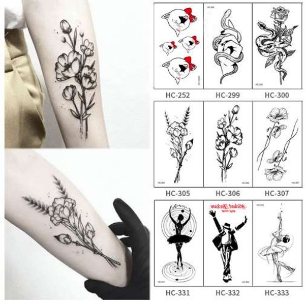 Acheter Chaude Populaire Ballet Noir Blanc Fleurs Tatouages Autocollant Dessin Temporaire Corps Art Faux Eau Transfe De 677 Du Bingggo