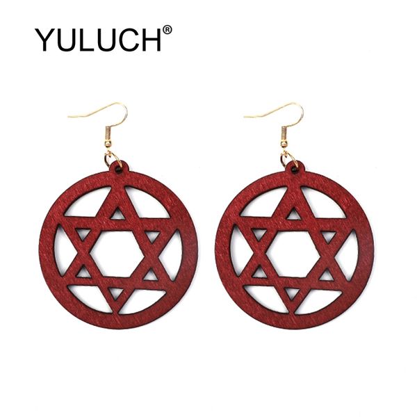 

yuluch trendy natural wood earrings hollow star fashion jewelry 2019 ethnic african long pendant earrings for women party, Silver