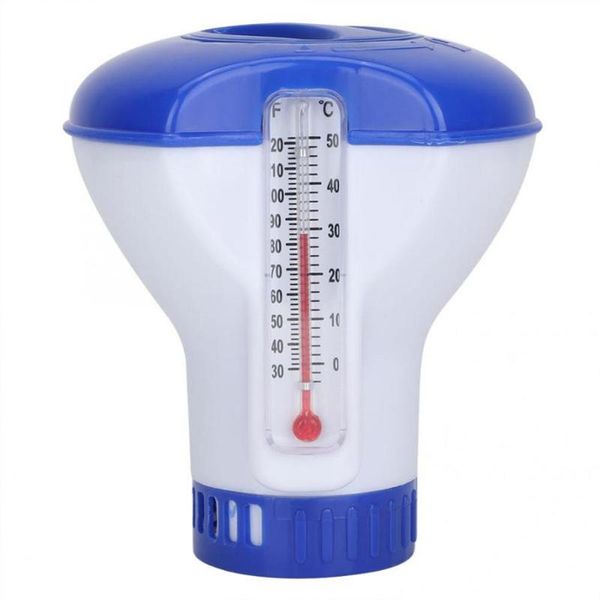 

approx.12cm/4.7in swimming pool spa chlorine dispenser floating with thermometer disinfection automatic applicator pump