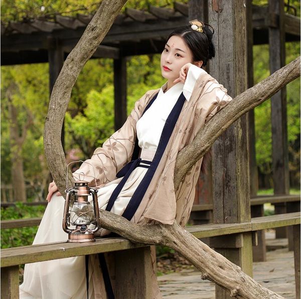 

retro originally daily ruqun dresses women comfortable wear wei jin ancient dynasty student clothes spring fairy dance clothing, Red
