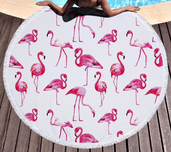 

tropical flamingo round beach cover up beach mat towel shawl yoga mat summer sarong cloak camping