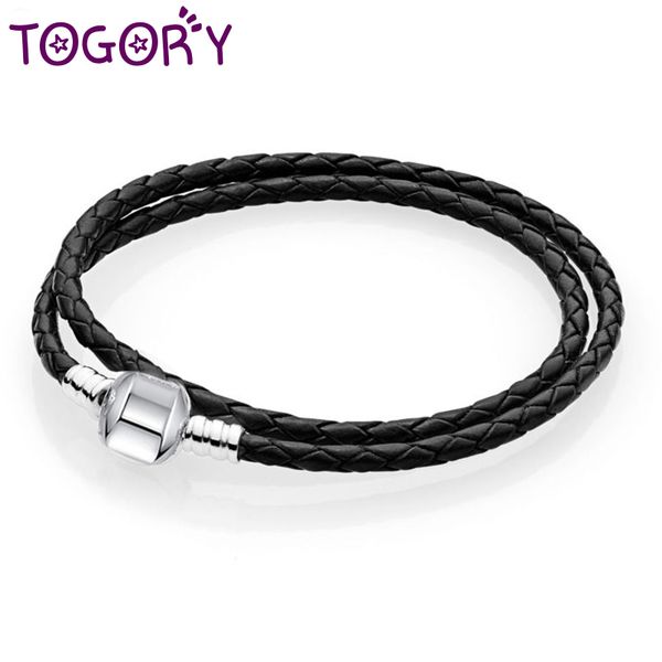 

togory leather charm bracelets for women fit original diy fine bracelets & bangles fashion jewelry accessories, Golden;silver