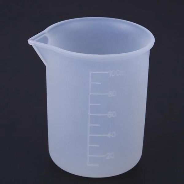 100ml copo de medição reutilizável Transparente cola de silicone Balança Ferramentas Cups DIY Baking MEASUR Para Kitchen Bar Bom Acessórios