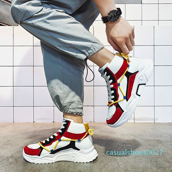 

new arrive men women sneaker casual shoe mens black white platform trainer shoe womens sneaker back leather chaussures outdoor jogging c27