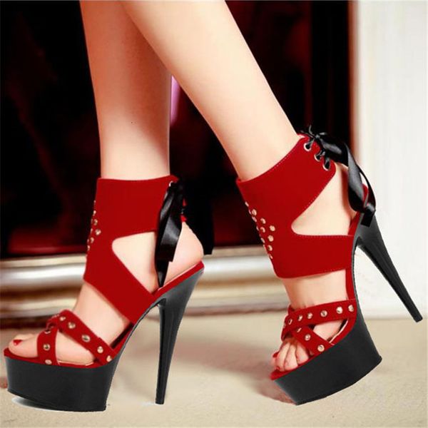 

luxury 2019 party high-heeled woman's shoe fish head ankle-buckle platform buckles sandals stiletto, Black