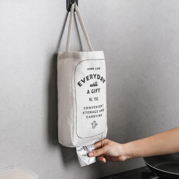 

garbage bag storage bag double-portable kitchen wall-mounted debris storage box#w