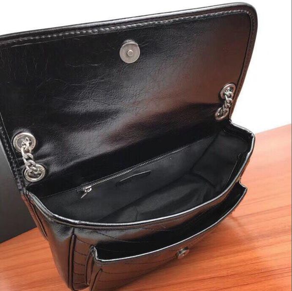 

2020 famous oily leather cover chain shoulder straps handbags women handbags lady letter shoulder bag female evening bags