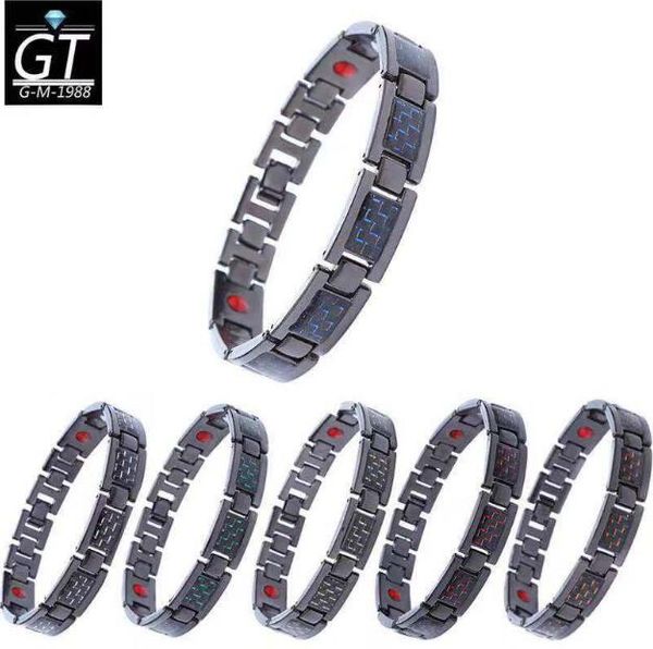 

новые мужчины прохладный black carbon fiber silver из нержавеющей стали link мощность therapy магнитный браслет ювелирных изделий подарок