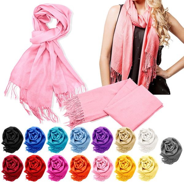 

wholesale pashmina cashmere silk solid shawl wrap long range scarf women's girls ladies scarf pure 40 color, Blue;gray