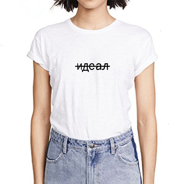 

женская одежда женская рубашка конструктора slithice мода россии начертания письмо printed для женщин топ с коротким рукавом хлопок летний ж, White