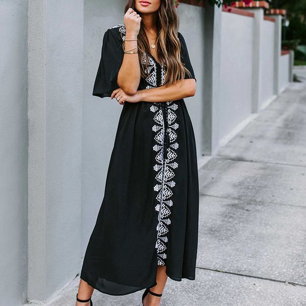 black long beach dress