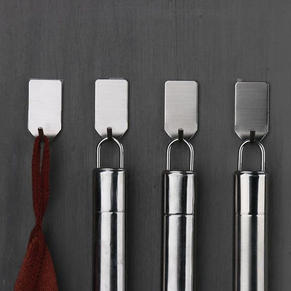 

8 pcs bathroom stainless steel 3m adhesive sticky hooks wall storage hanger adhesive hooks bathroom accessories products