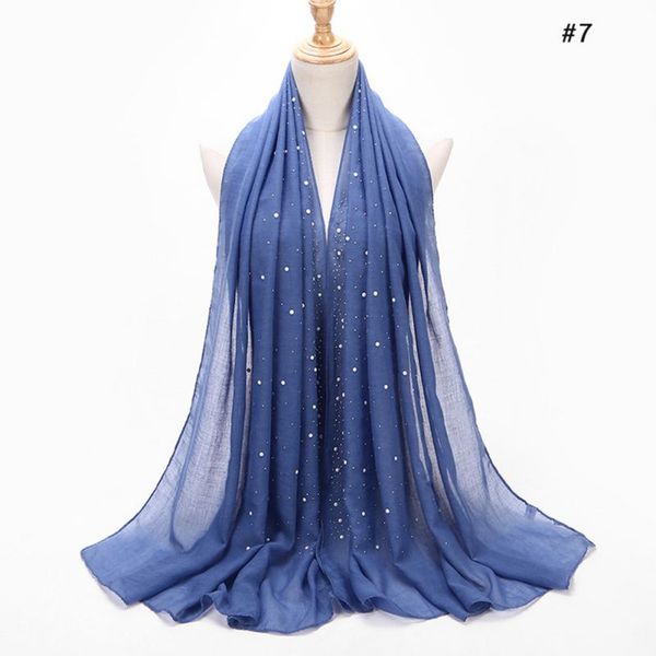 

ladies fashion beading wrinkle scarf shawl plain crumple pearl wrap muslim headband hijab 75*180 cm, Red