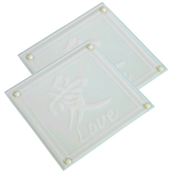 

2pcs table cup mat square coaster placemat baby shower table decor white