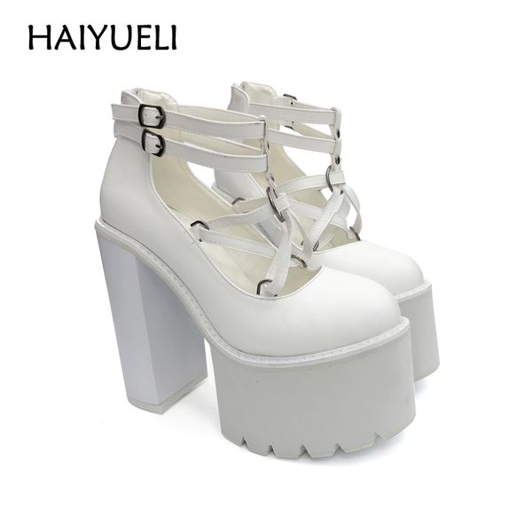 

black/white high heels punk rock women ankle boots casual pumps platform high heel shoes spring punk rock thick heel shoes
