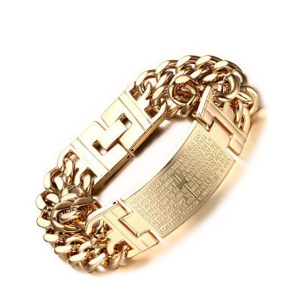 

wholesale new jewelry titanium steel curved cross scripture titanium steel bracelet men bracelet, Silver