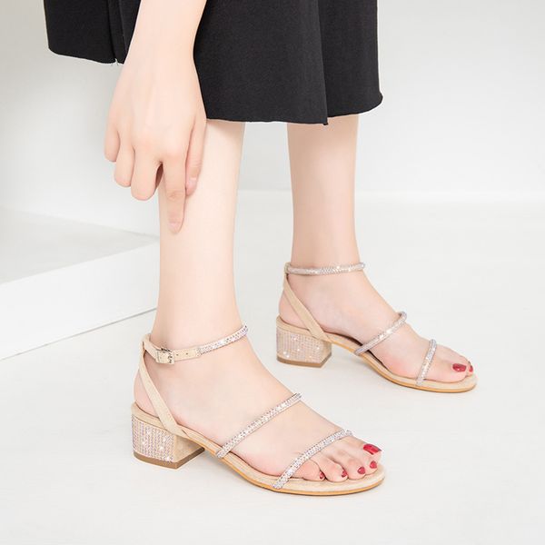 

velvet shoes block heels beige heeled sandals med 2019 women's suede chunky black rhinestone female comfort block medium