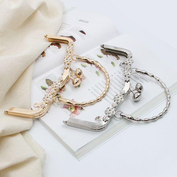 

20.5cm plum blossom imitate bamboo handle nothing orifice golden snake grain handle manual fabric art diy luggage and bags, Black