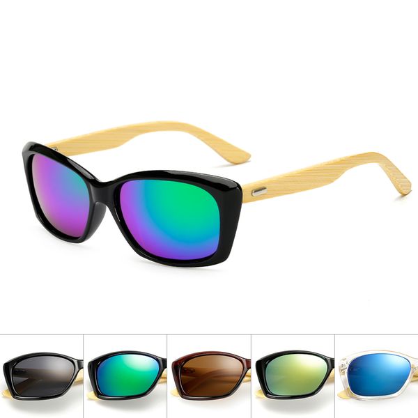 

original wooden bamboo sunglasses men women mirrored uv400 sun glasses real wood shades gold blue outdoor goggles sunglases male, White;black