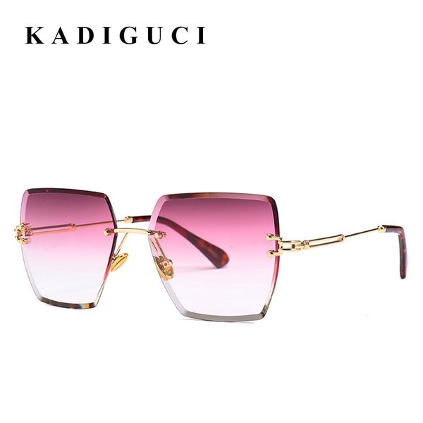 

kadiguci new fashion rimless sunglasses women vintage rimless frame women oversize sunglasses tint lens brand designer sun glasses k306, White;black