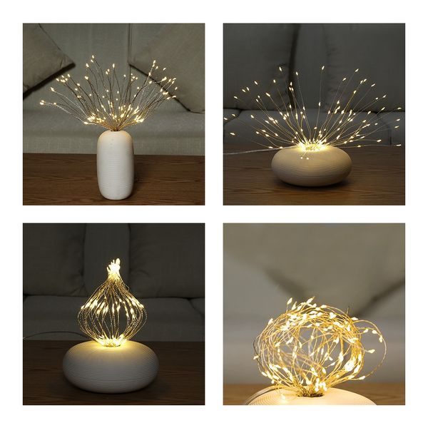 

2 sets waterproof 150 led dimmable fireworks starburst string lamps for decoration festive fairy lights with remote controller