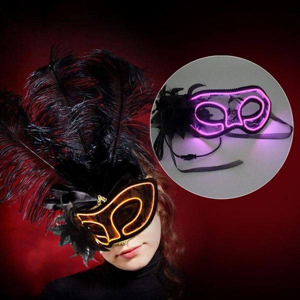 

creative princess lace color illuminated mask half face el glow mask party masquerade sound control