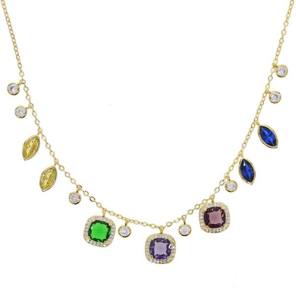 

new arrived rainbow natural stone pendant neckalce golden chain necklaces birthday gift valentine's day mother's day jewelry, Silver