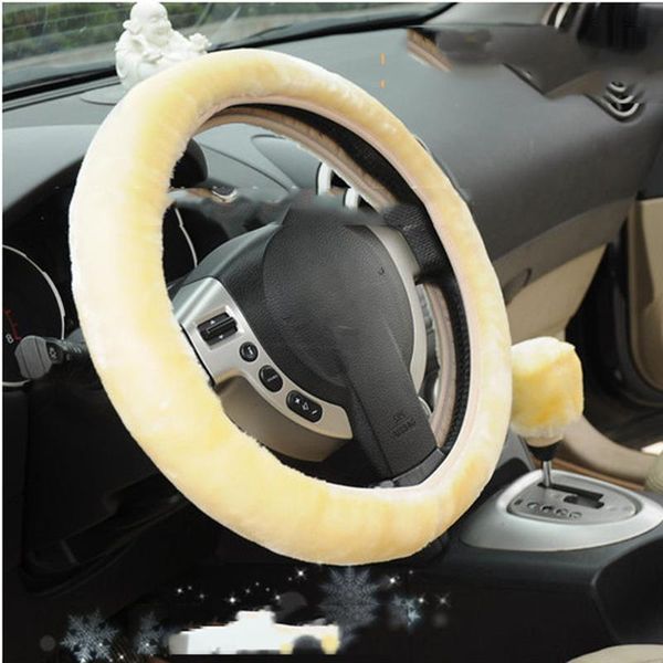 

new diy steering wheel covers/extremely soft pluch braid on the steering-wheel warm soft plush cover car interior accessories