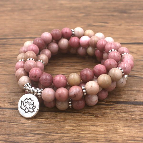 

women`s yoga bracelet 108 mala rhodonite bracelet healing spiritual gift dropshipping, Black
