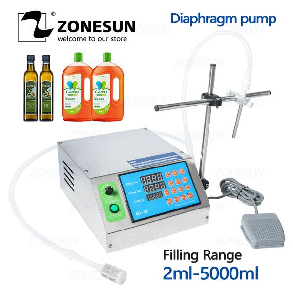 

zonesun diaphragm pump bottle water filler semi-automatic liquid vial desk-filling machine for juice beverage oil perfume