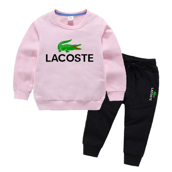 

crocodile logo children designer hoodies sets girls 2-7t kids hoodies pants 2pcs/set baby tracksuit boy girl cotton sets autumn sets, White