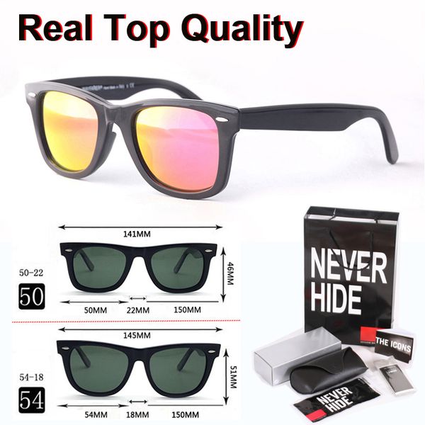 

50 / 54мм марка солнцезащитных очков мужчины женщины моды vintage зеркало стекло объектива солнцезащитные очки ретро очки с оригинальной кор, White;black