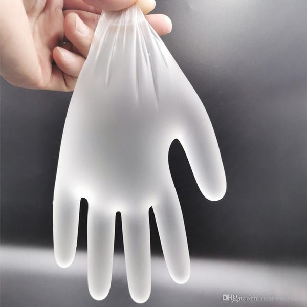 Stokta DHL ücretsiz kargo PVC temizle tek kullanımlık eldiven, ücretsiz tozsuz tek kullanımlık steril olmayan eldiven 100 adet