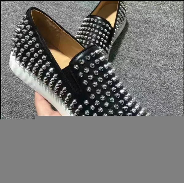 

luxury designer red bottom loafers men slip on platform sneakers casual suede rivets spike brand shoes size 35-46 0803129 c04, Black