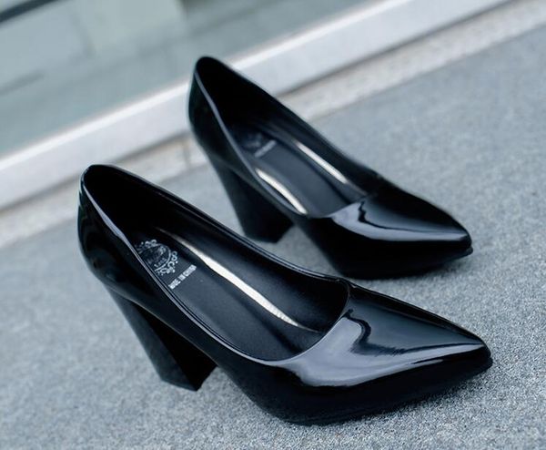

large size high heel women shoes 2019 spring and summer new 40---43 extra large pointed shoes fashion wild shallow mouth work shoes cs07, Black