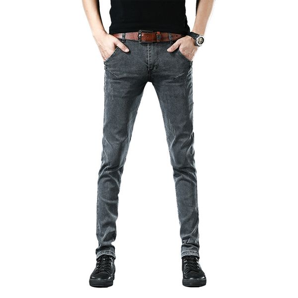 

men skinny jeans 2020 men slim fit denim pants man streetwear stretch pencil jeans male grey casual trousers, Blue