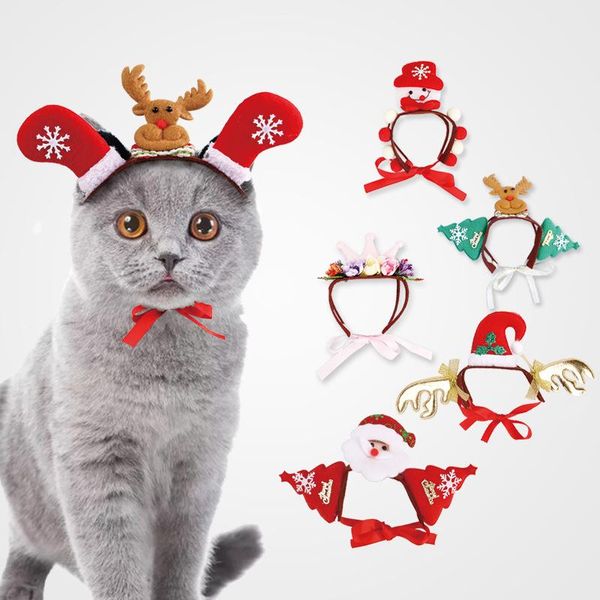

cute christmas dog headwear lovely halloween cat headdresses fashion pet santa print hats cosplay dressing up props an2646