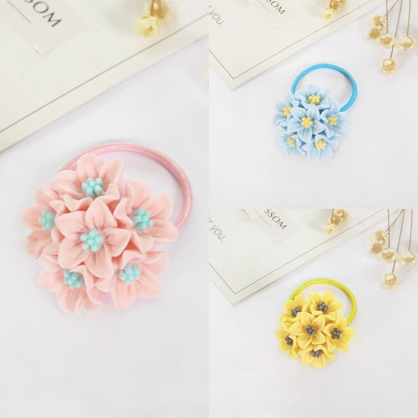 

children's accessories resin flower ball girl band rope rubber band hair rope baby hair headdress not hurt, Slivery;white