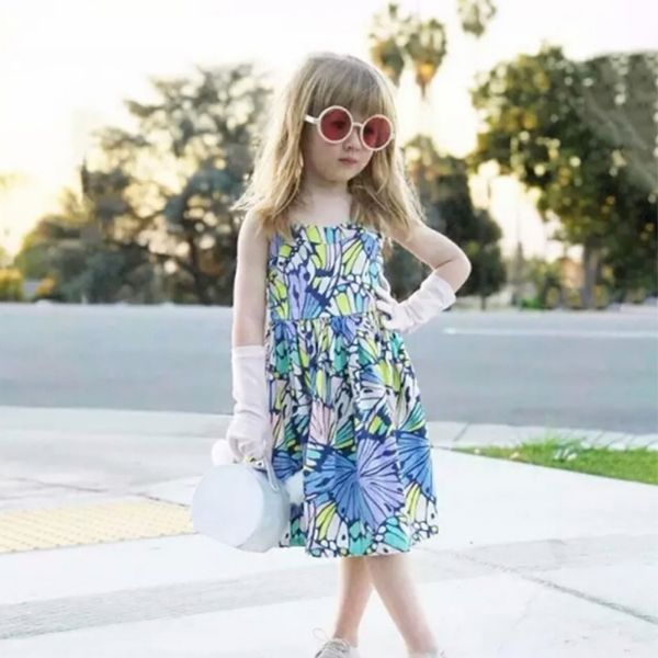 

2020 summer girl dress children's beach suspenders skirt new children's skirt, Red;yellow