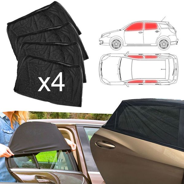 

4pcs car front & rear side window sun visor shade mesh cover sunshade