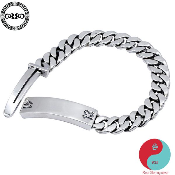 

retro 1314 couple bracelets real pure s95 sterling silver minimalist cuban chain bracelet men's homme bracelet fine jewelry, Golden;silver