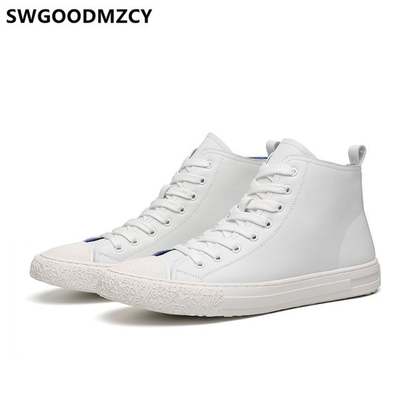 

fashion sneakers shoes high sneakers mens shoes genuine leather white leather mens casual buty meskie, Black