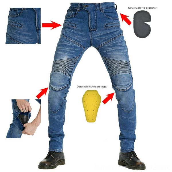 

pk718 protective gear motorcycle locomotive four-piece set jeans professional racing motorcycle pants locomotive pants, Black